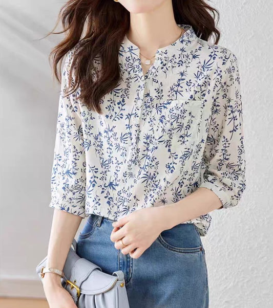 PERA ÇİÇEKLİ BLUZ GÖMLEK