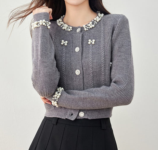 PERA İNCİ DETAYLI HIRKA