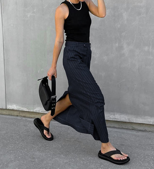 PERA YIRTMAÇLI ÇİZGİLİ ETEK