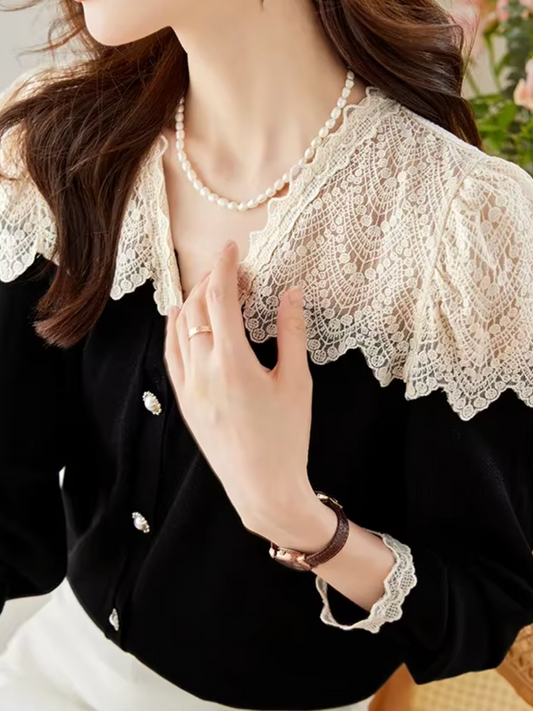 PERA GÜZ DANTEL DETAYLI VİNTAGE HIRKA